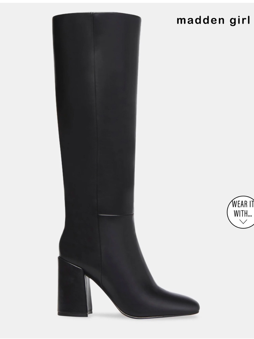 Madden Girl Black Over-the-Knee Block Heel Boots